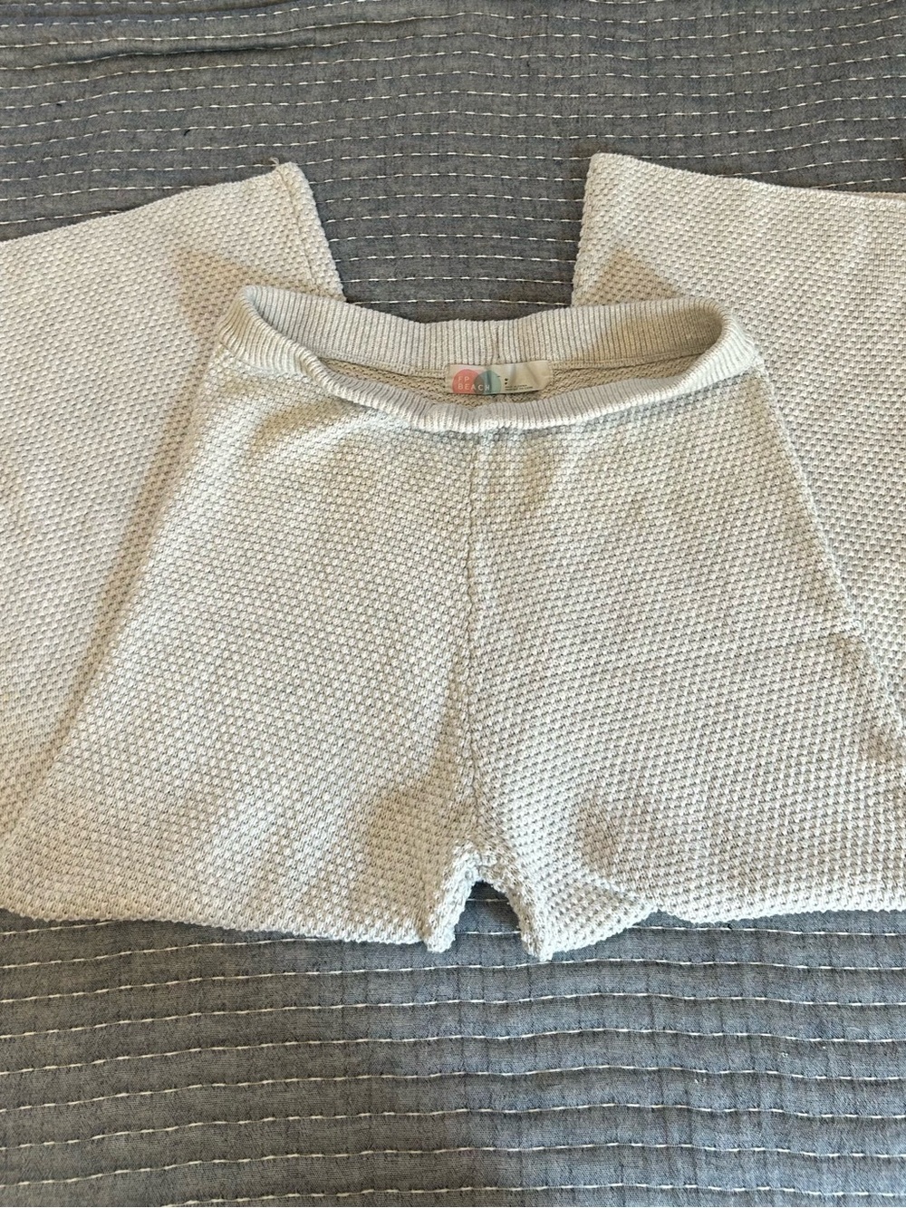 Free People Beach Heather Grey Waffle-Knit Pants